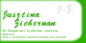 jusztina zicherman business card